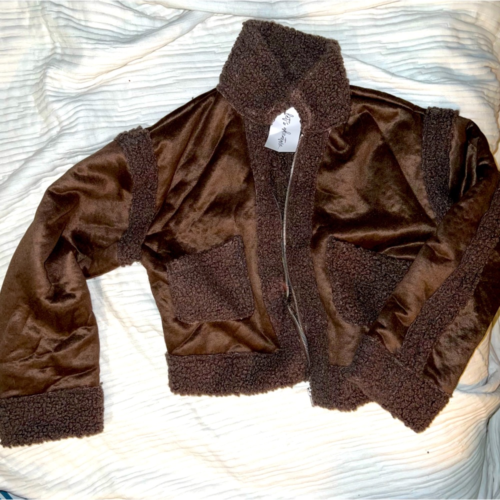 12th Tribe “Blame it Brown” Sherpa jacket M/L NWT